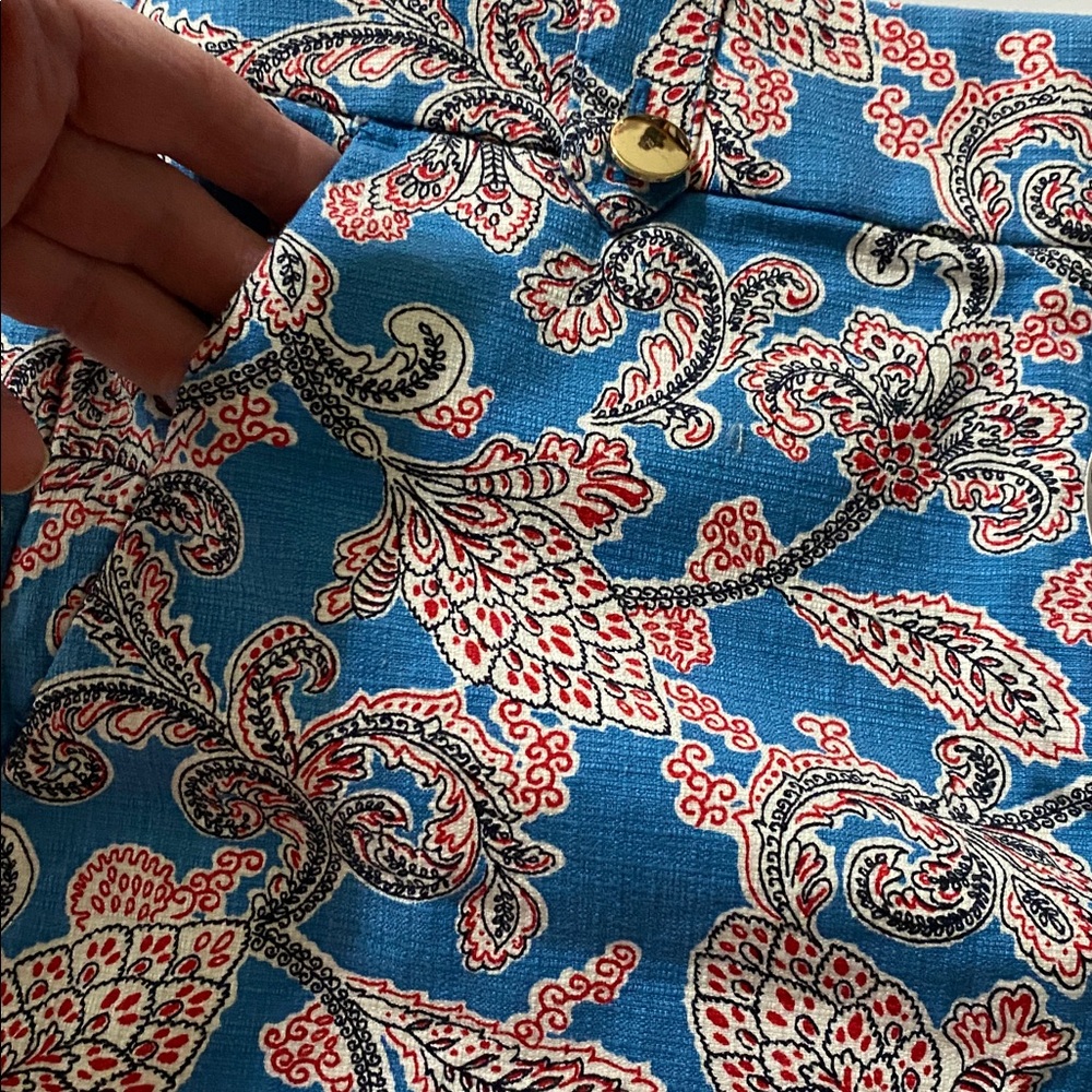 LOFT Blue Paisley-Print Women’s Shorts with Pink Accents size 10 - Picture 12 of 12